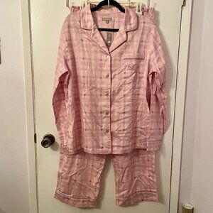Lord & Taylor 100% Cotton Pink Plaid Pajamas